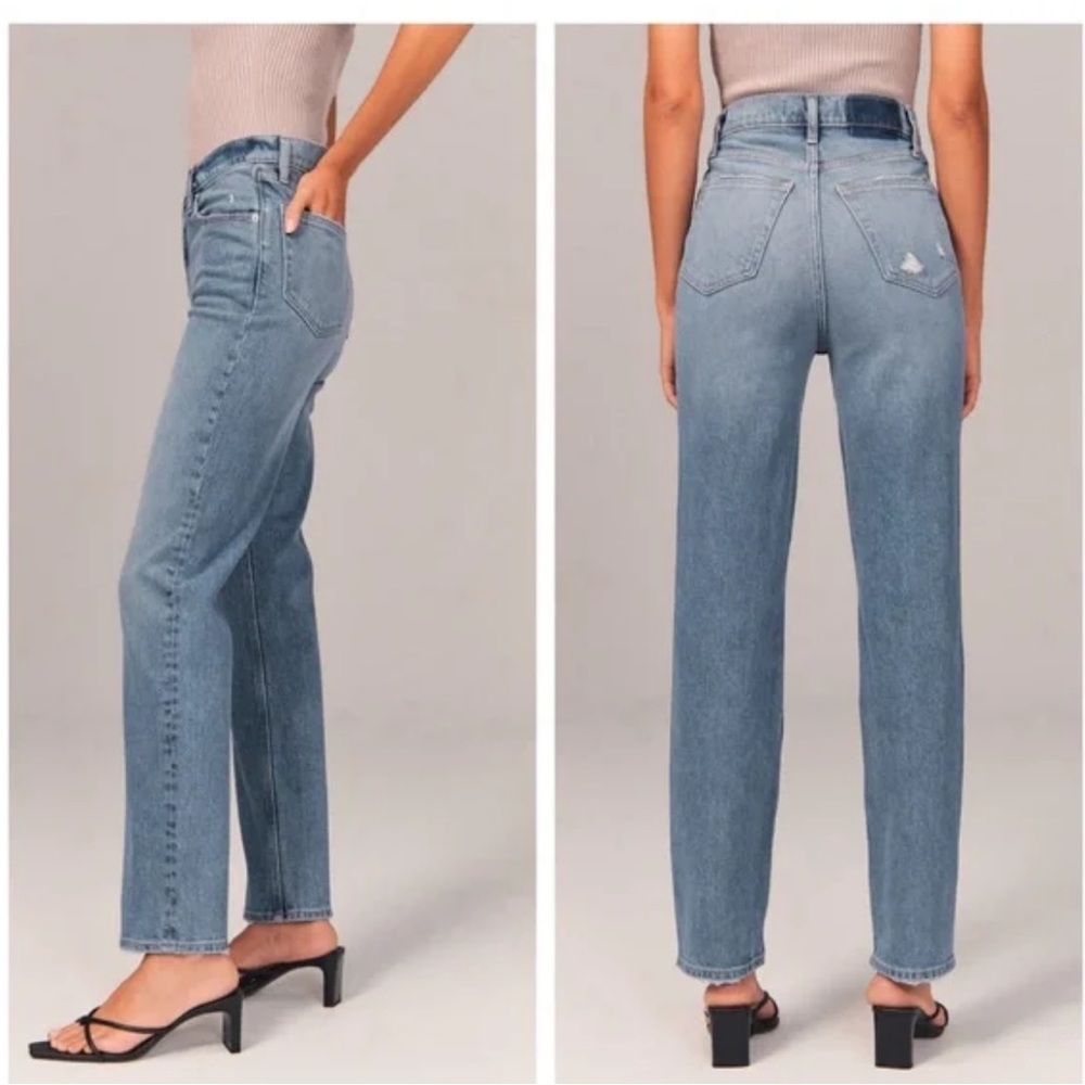 Abercrombie & Fitch The 90’s Straight Ultra High Rise Blue Jeans Curve Love.
